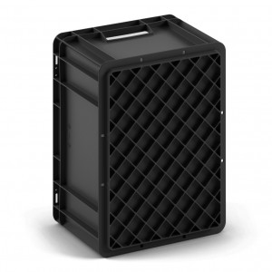 Евроконтейнер 400x300x220 мм Арт. EC-4322.3 черный с усиленным дном и открытыми ручками Евроконтейнер 400x300x220 мм Арт. EC-4322.3 черный с усиленным дном и открытыми ручками